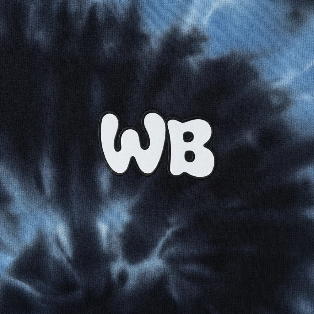 sweat a capuche tie-dye willibed bleu close up